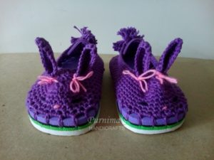 Crochet Purple Bunny Shoes - Accessories