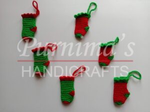 Crochet Christmas Mini Stockings Ornament - Seasonal